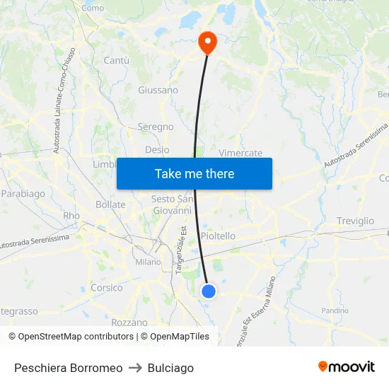 Peschiera Borromeo to Bulciago map