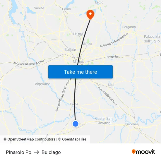 Pinarolo Po to Bulciago map