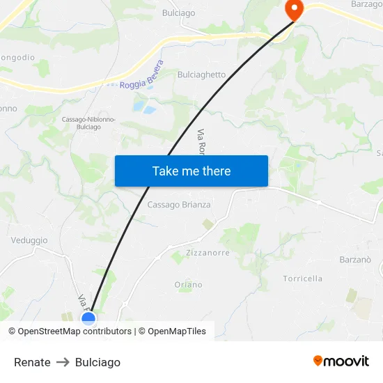 Renate to Bulciago map
