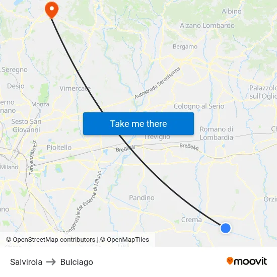 Salvirola to Bulciago map