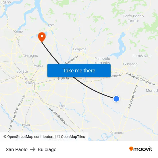 San Paolo to Bulciago map
