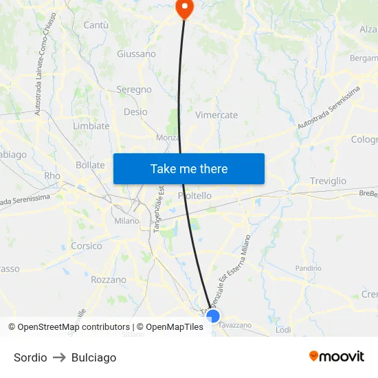 Sordio to Bulciago map