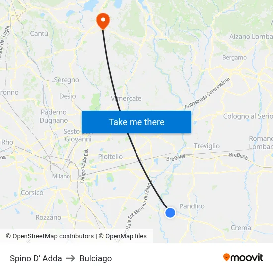 Spino D' Adda to Bulciago map