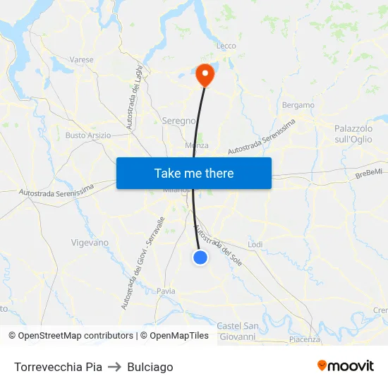 Torrevecchia Pia to Bulciago map
