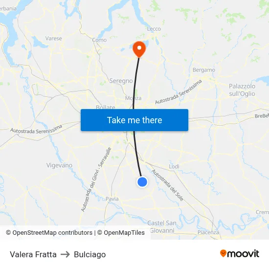 Valera Fratta to Bulciago map
