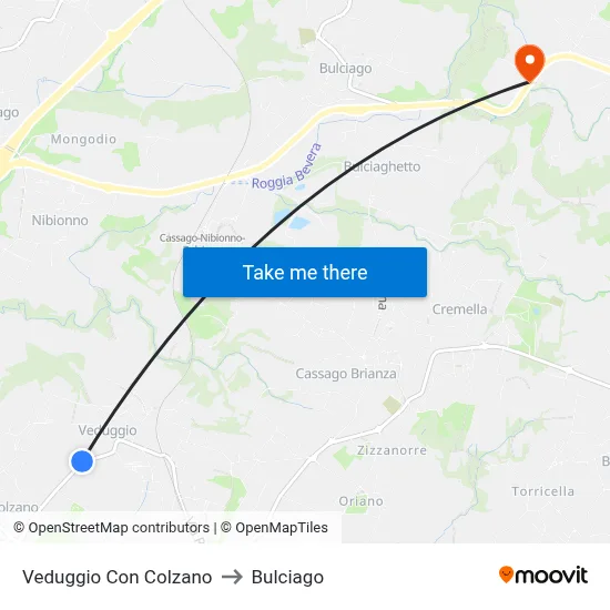 Veduggio con Colzano to Bulciago map