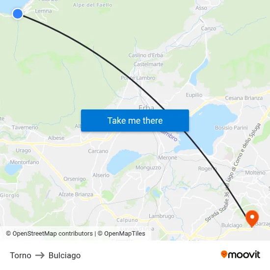 Torno to Bulciago map