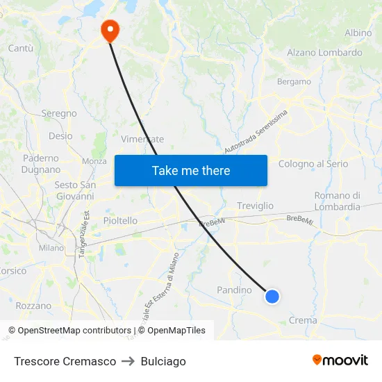 Trescore Cremasco to Bulciago map