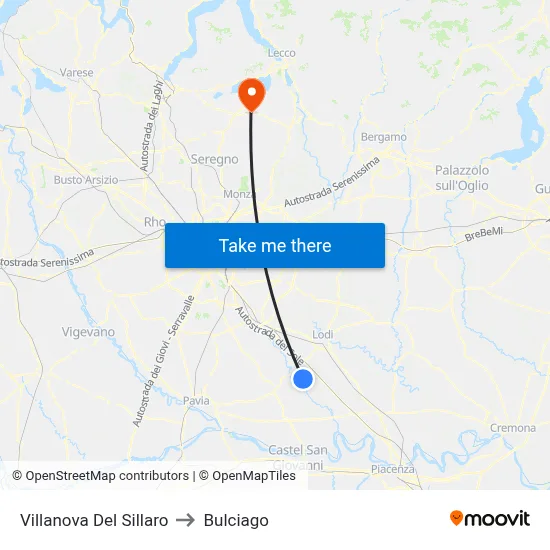Villanova Del Sillaro to Bulciago map