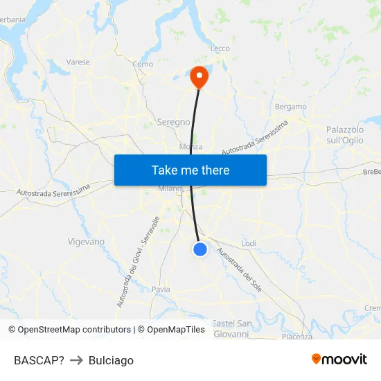 Bascap to Bulciago map