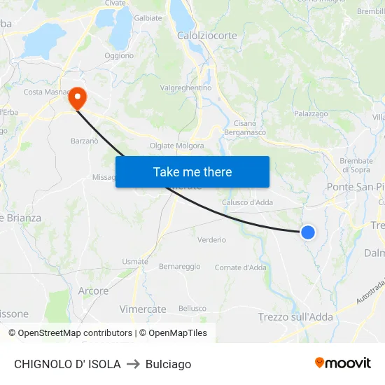 Chignolo D' Isola to Bulciago map