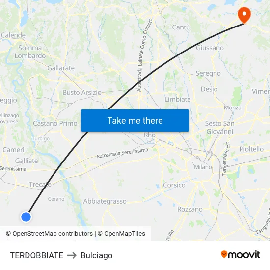 Terdobbiate to Bulciago map