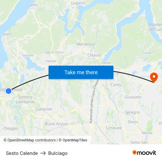 Sesto Calende to Bulciago map