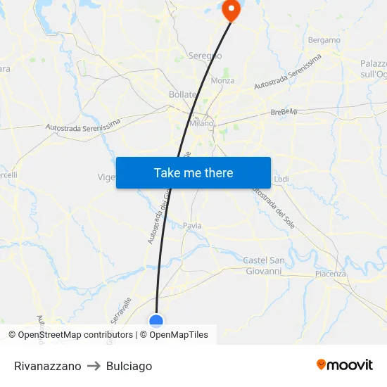 Rivanazzano to Bulciago map
