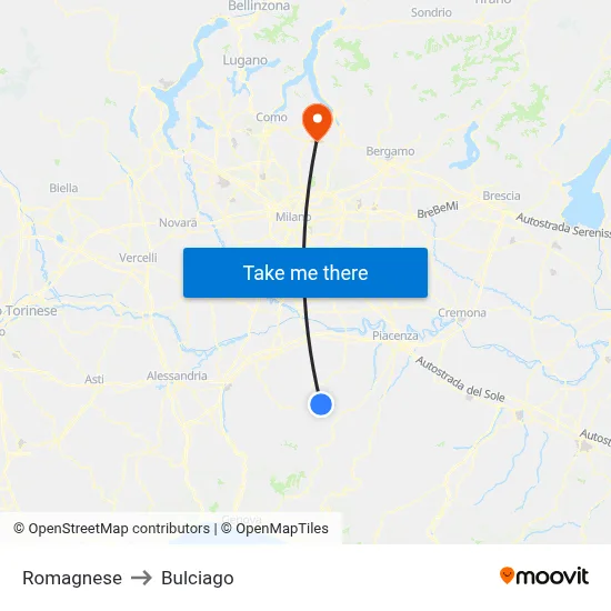 Romagnese to Bulciago map