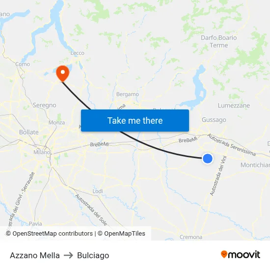 Azzano Mella to Bulciago map