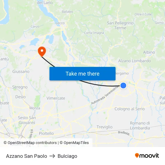 Azzano San Paolo to Bulciago map