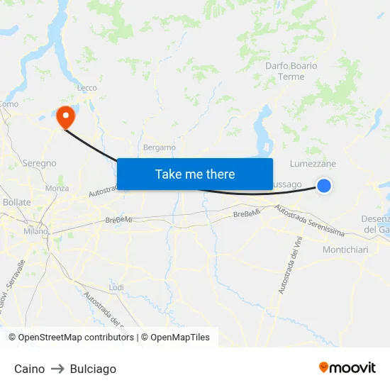 Caino to Bulciago map