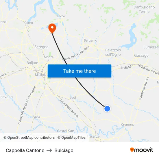 Cappella Cantone to Bulciago map