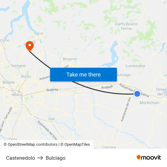 Castenedolo to Bulciago map