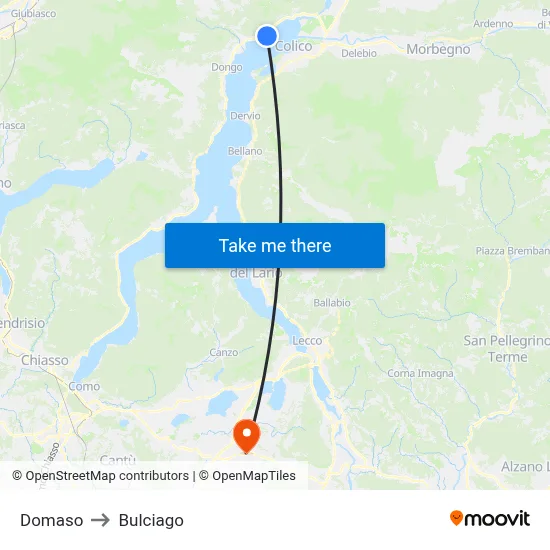 Domaso to Bulciago map