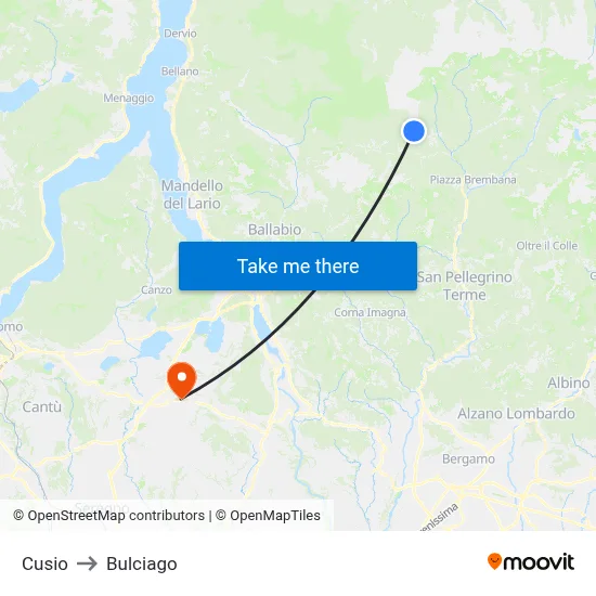 Cusio to Bulciago map