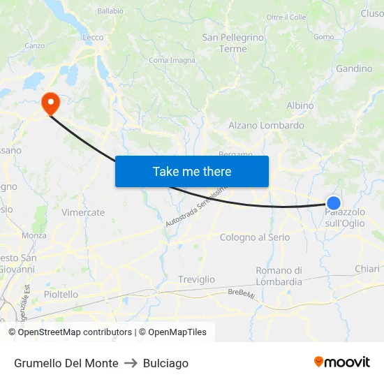 Grumello Del Monte to Bulciago map