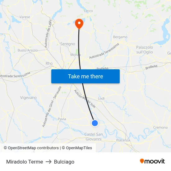 Miradolo Terme to Bulciago map