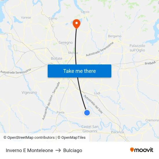 Inverno e Monteleone to Bulciago map