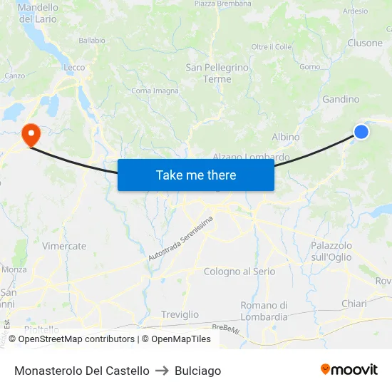 Monasterolo del Castello to Bulciago map