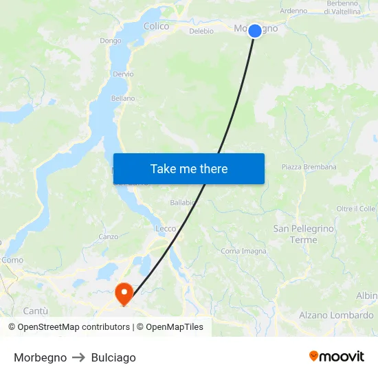 Morbegno to Bulciago map