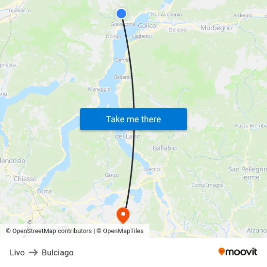 Livo to Bulciago map