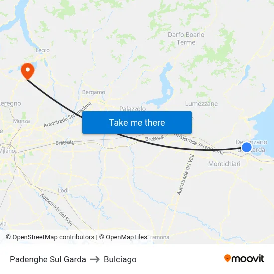 Padenghe Sul Garda to Bulciago map