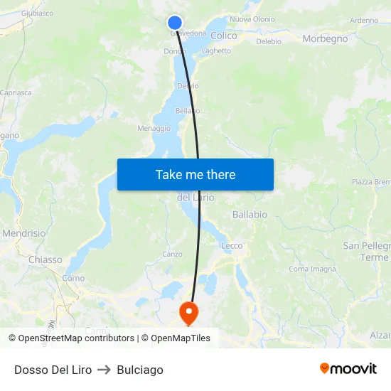 Dosso Del Liro to Bulciago map