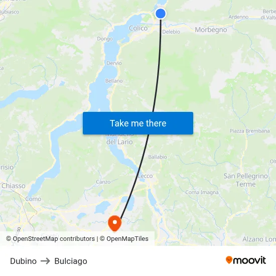 Dubino to Bulciago map