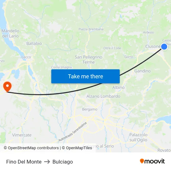 Fino del Monte to Bulciago map