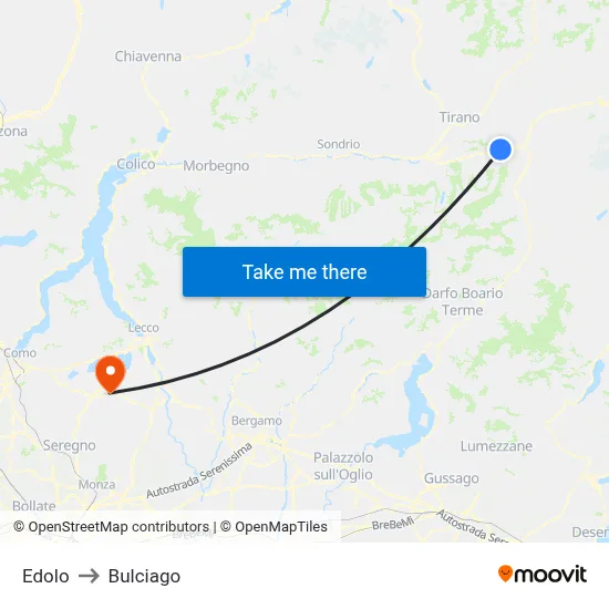 Edolo to Bulciago map