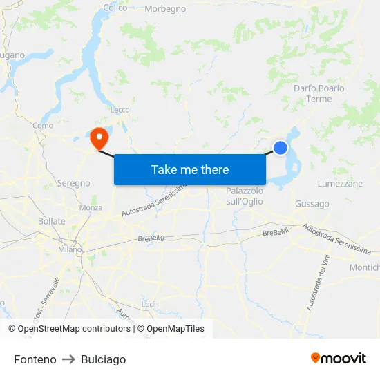 Fonteno to Bulciago map