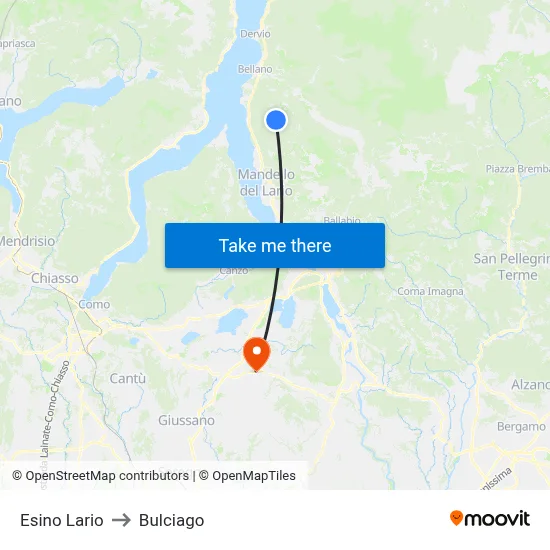 Esino Lario to Bulciago map