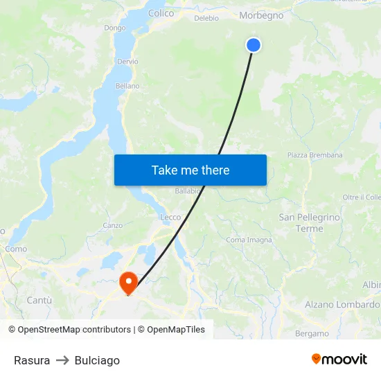 Rasura to Bulciago map