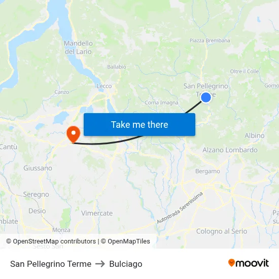 San Pellegrino Terme to Bulciago map