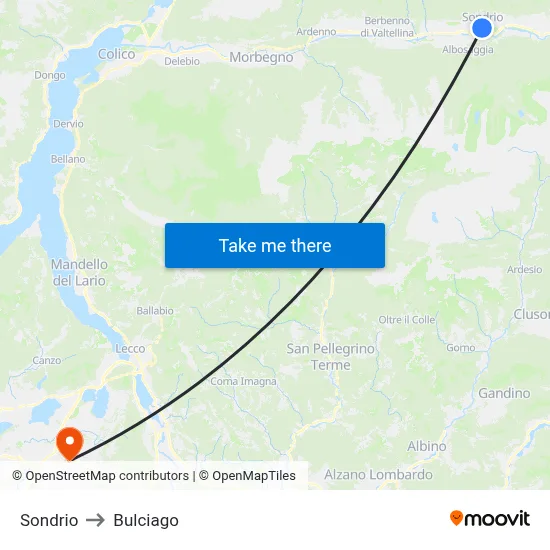 Sondrio to Bulciago map
