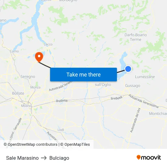 Sale Marasino to Bulciago map