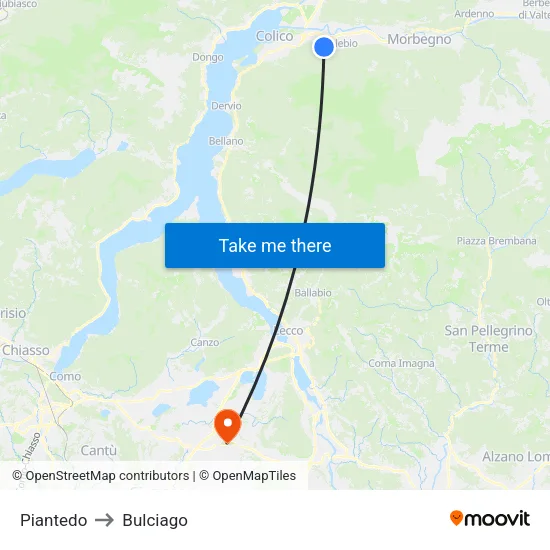 Piantedo to Bulciago map
