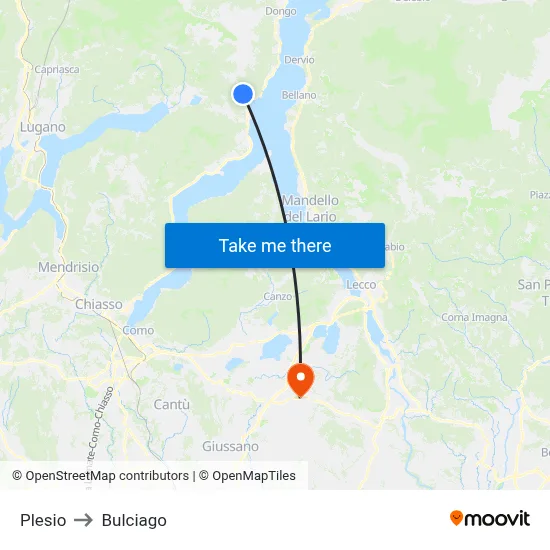 Plesio to Bulciago map