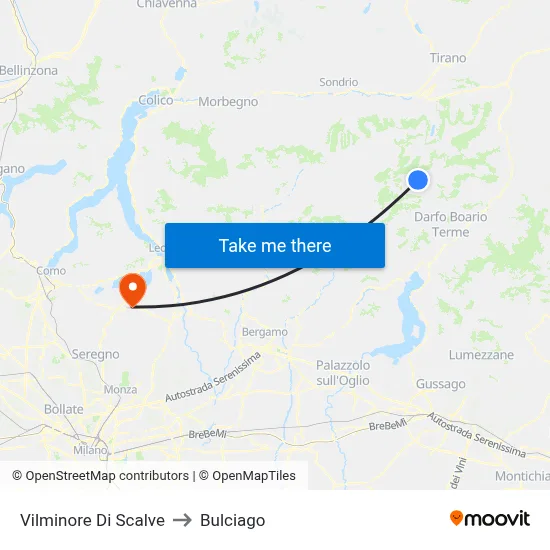 Vilminore Di Scalve to Bulciago map