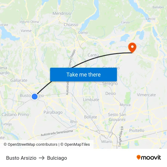 Busto Arsizio to Bulciago map
