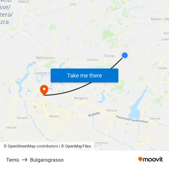 Temù to Bulgarograsso map