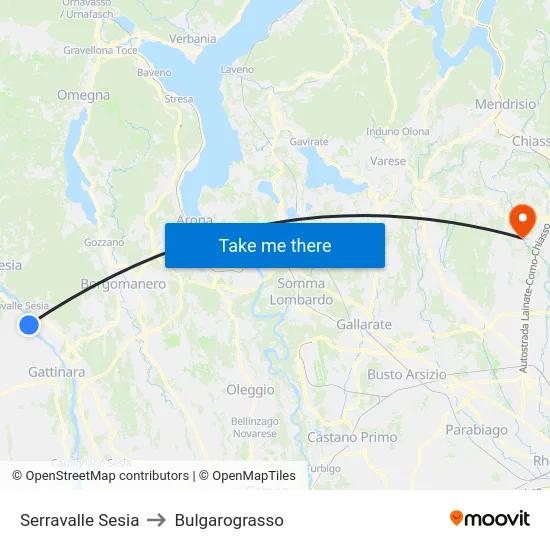 Serravalle Sesia to Bulgarograsso map