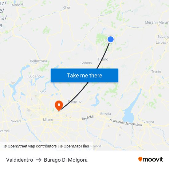 Valdidentro to Burago Di Molgora map